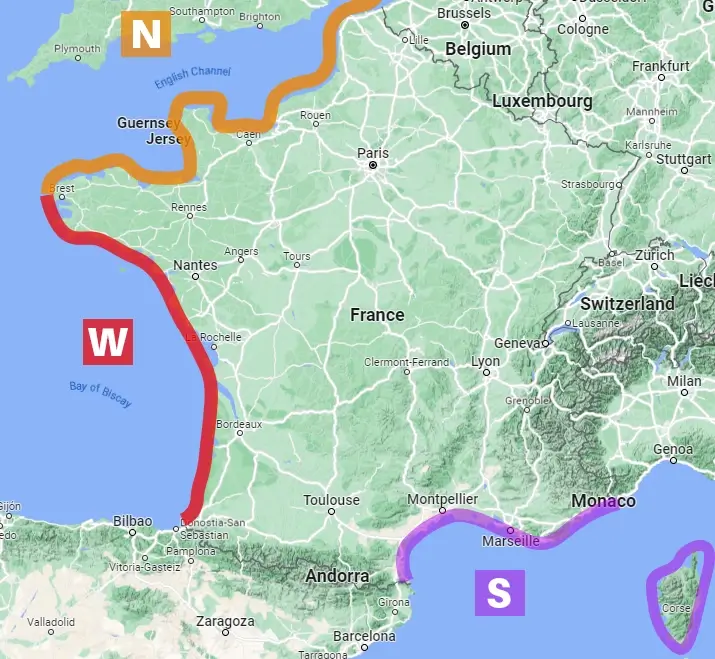 map france surf coasts